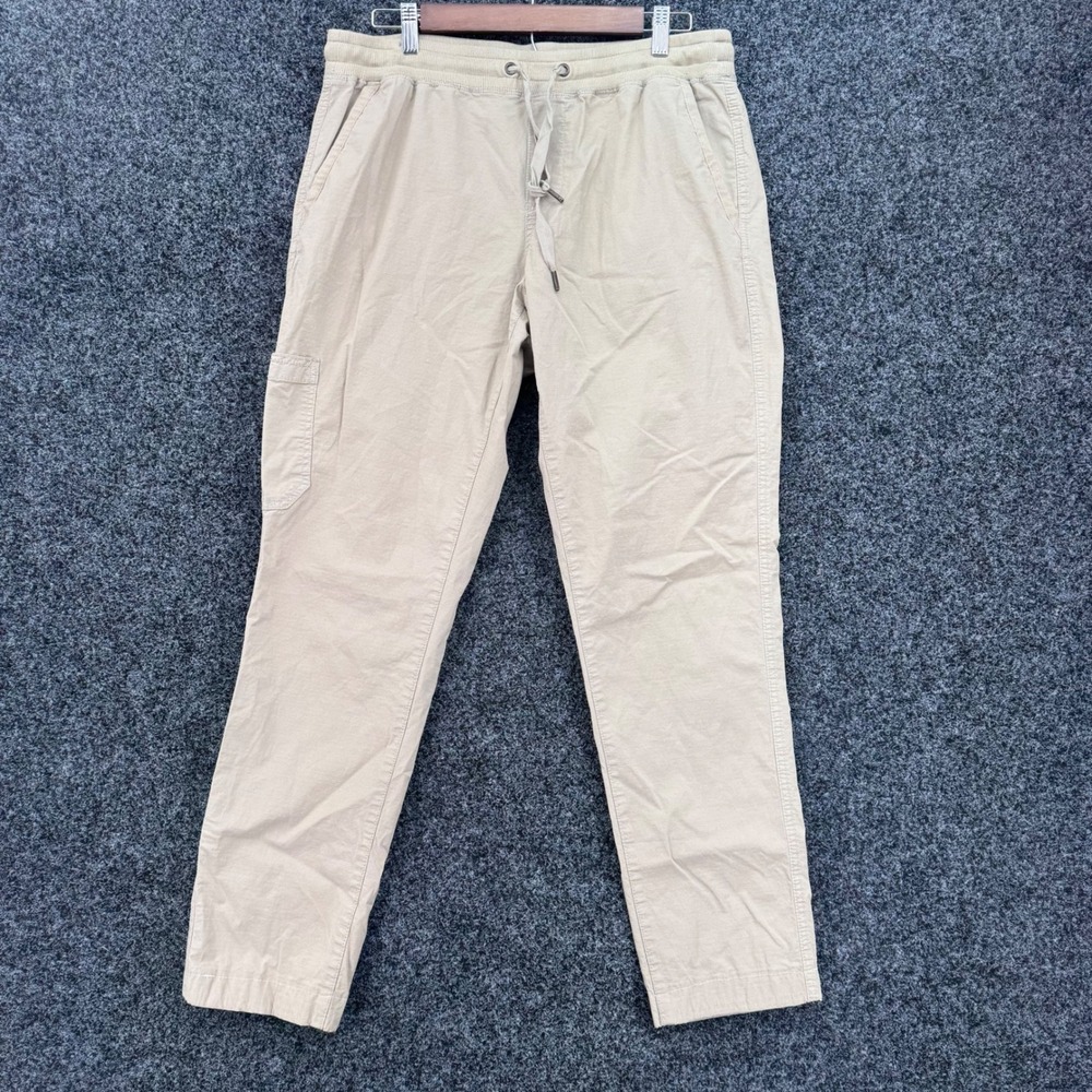 LL Bean Vista Camp Pants Mens Medium Khaki Tan Ripstop Drawstring Cargo 505027